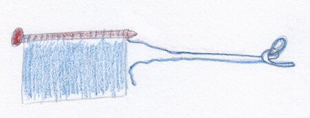 Half-way point for end of yarn - diagram by Moira Ravenscroft, Wyndlestraw Design