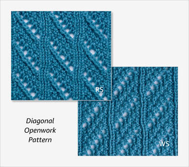 Diagonal Openwork from Reversible Knitting Stitches by Moira Ravenscroft & Anna Ravenscroft, Wyndlestraw Designs