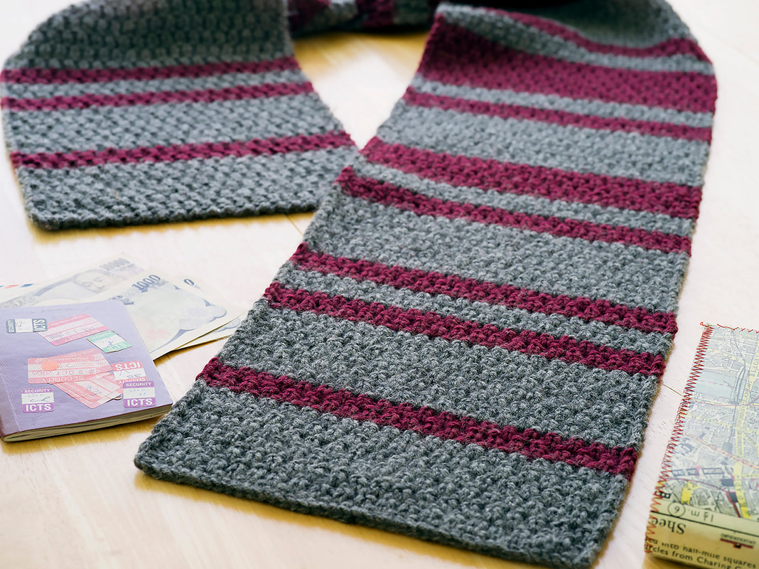 Petersfield Scarf knitting pattern by Moira Ravenscroft, Wyndlestraw Designs