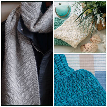 Patterns photos from Reversible Knitting Stitches by Moira Ravenscroft & Anna Ravenscroft, Wyndlestraw Designs
