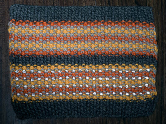 Adding Reflective Tape to Knitting – Photo by Moira Ravenscroft, Wyndlestraw Designs