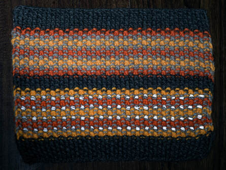 Adding Reflective Tape to Knitting – Photo by Moira Ravenscroft, Wyndlestraw Designs