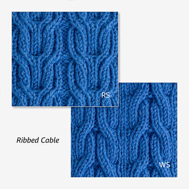 Ribbed Cable from Reversible Knitting Stitches by Moira Ravenscroft & Anna Ravenscroft, Wyndlestraw Designs