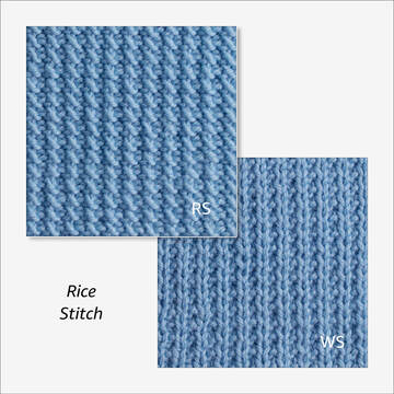 Rice Stitch from Reversible Knitting Stitches by Moira Ravenscroft & Anna Ravenscroft, Wyndlestraw Designs