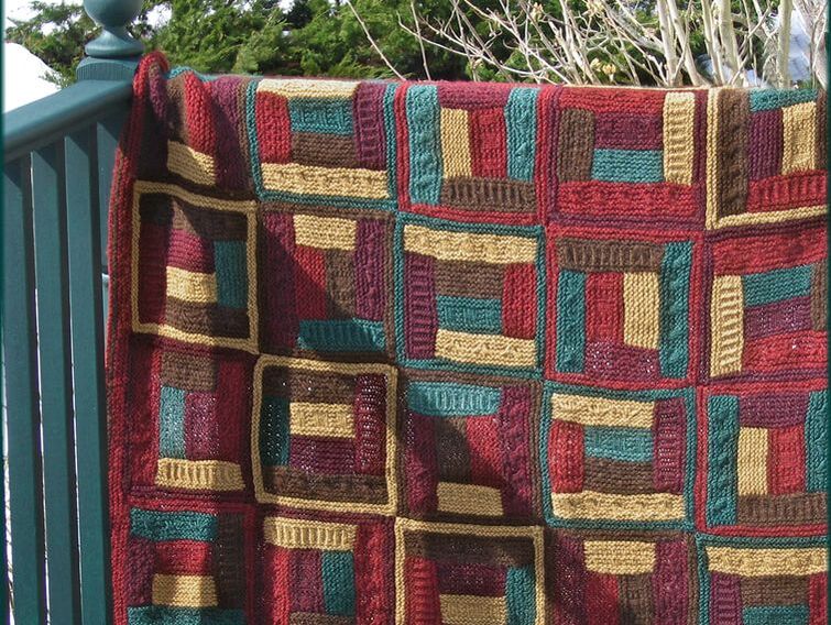 Log Cabin Squares Blanket by Moira Ravenscroft, Wyndlestraw Designs